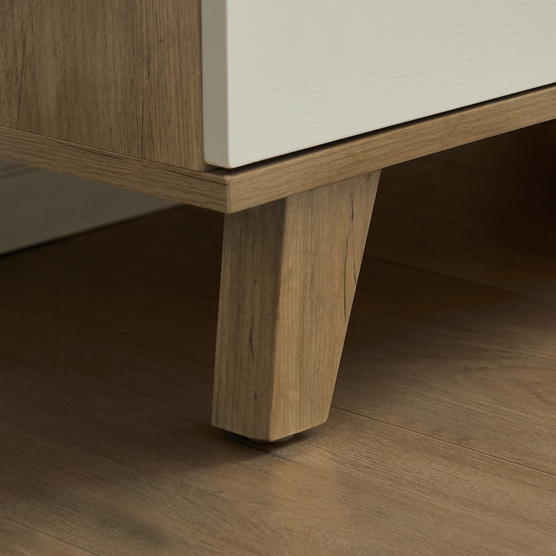 Modern White Oak Storage Solid Wood Drawer Dresser Side Cabinet
