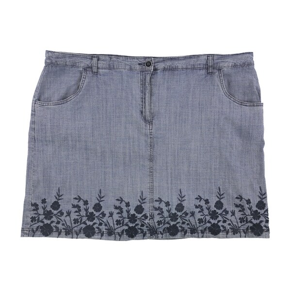 Karen Scott Womens Spring Border Skort Skirt, blue, 22W. Opens flyout.