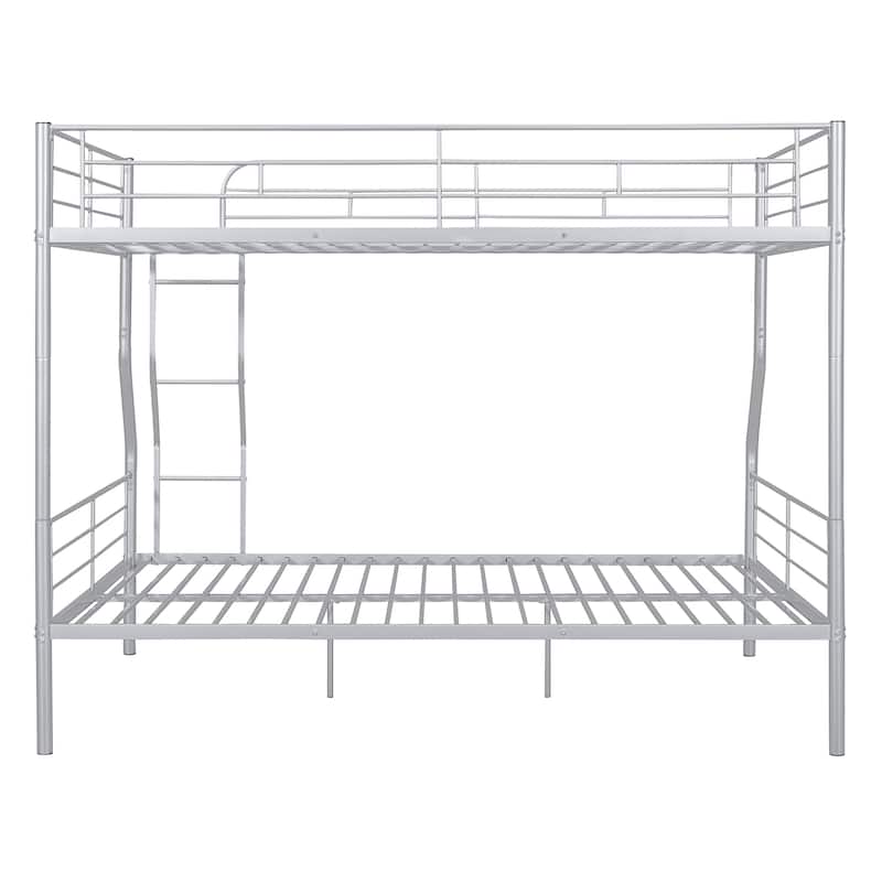 Full XL Over Queen Metal Bunk Bed, Can be Divided Into Two Beds,Silver