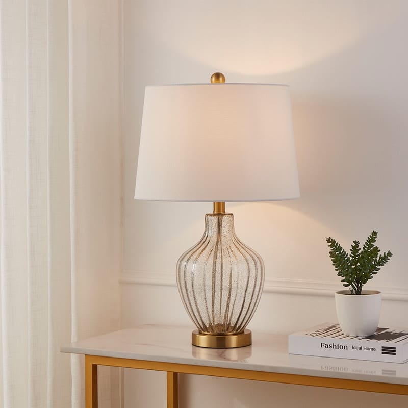 KAWOTI 23 inch Glass Table Lamp with Empire Lamp Shade - W14" * H 23" - W14" * H 23"