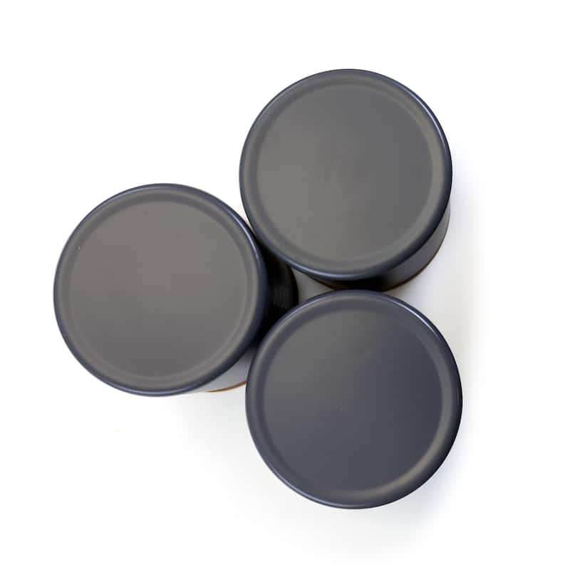 MegaChef Bamboo Kitchen Countertop 4 pc Metal Canister Set in Gray