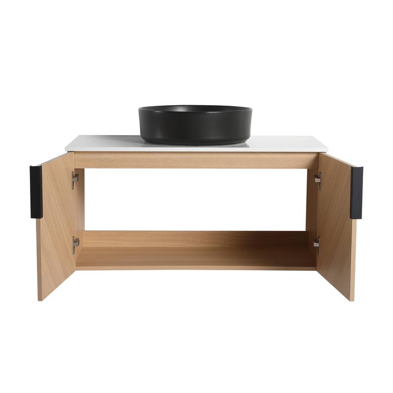 Bathroom Vanity With Sink In 30/36 Inch, Floating Bathroom Vanity With 2 Soft Close Doors
