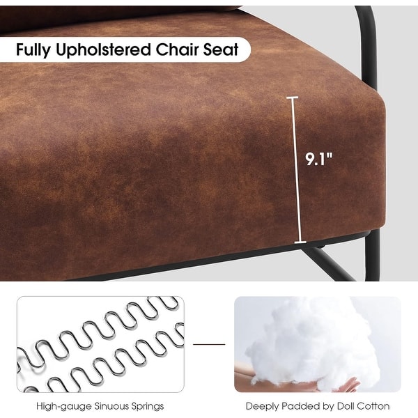 dimension image slide 2 of 6, MCombo set of 2 Modern Accent Armchair with Steel Legs, Leathaire fabric HQ102
