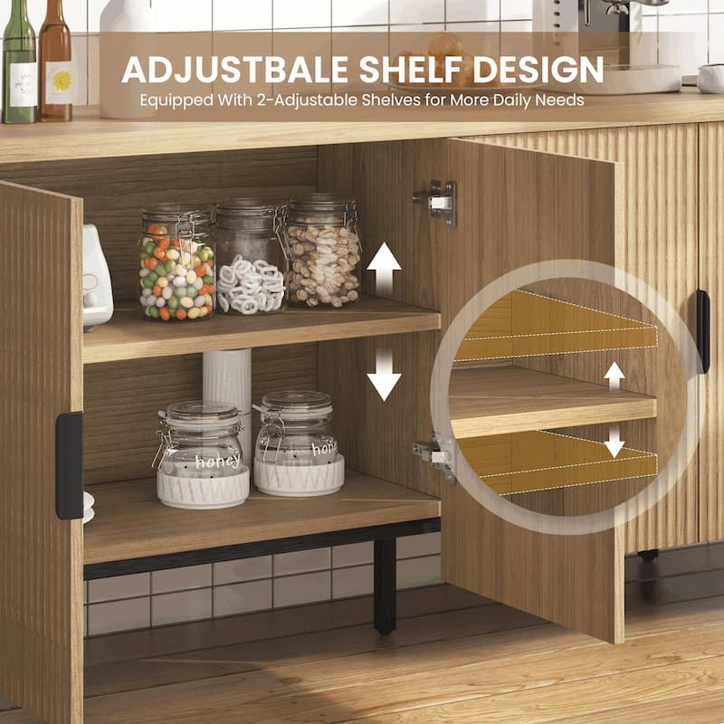 EROMMY Modern Sideboard Buffet Cabinet with Fluted Doors, 2-Door Storage Console Table for Kitchen, Dining Room & Living Room