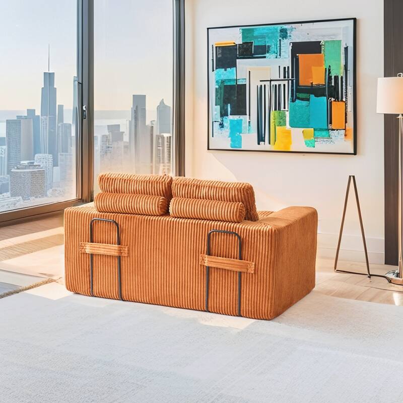 Loveseat Sofa Bed with Memory Foam - Orange