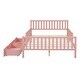 preview thumbnail 4 of 7, Full Size Kids Platform Bed with 2-Storage Drawers, Wood Children Bed Frame with Guardrails on Both Sides for Bedroom, Pink