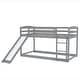 preview thumbnail 11 of 13, Twin Over Twin Solid Wood Bunk Kids Bed Frame with Convertible Slide and Ladder, Safe Design for Bedroom, Easy Assembly, Grey