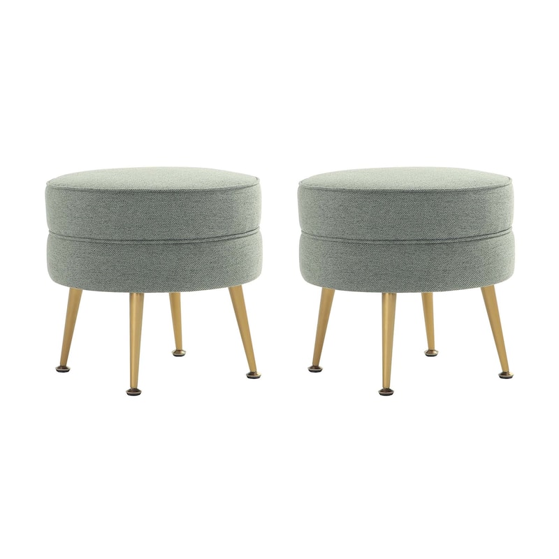 Manhattan Comfort Bailey Mid Century Modern Woven Upholstered Round Ottoman