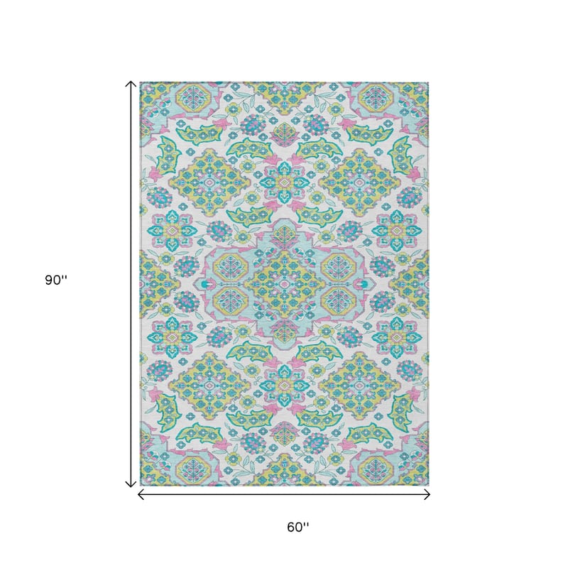 HomeRoots Medallion Traditional Rectangle Outdoor Rug