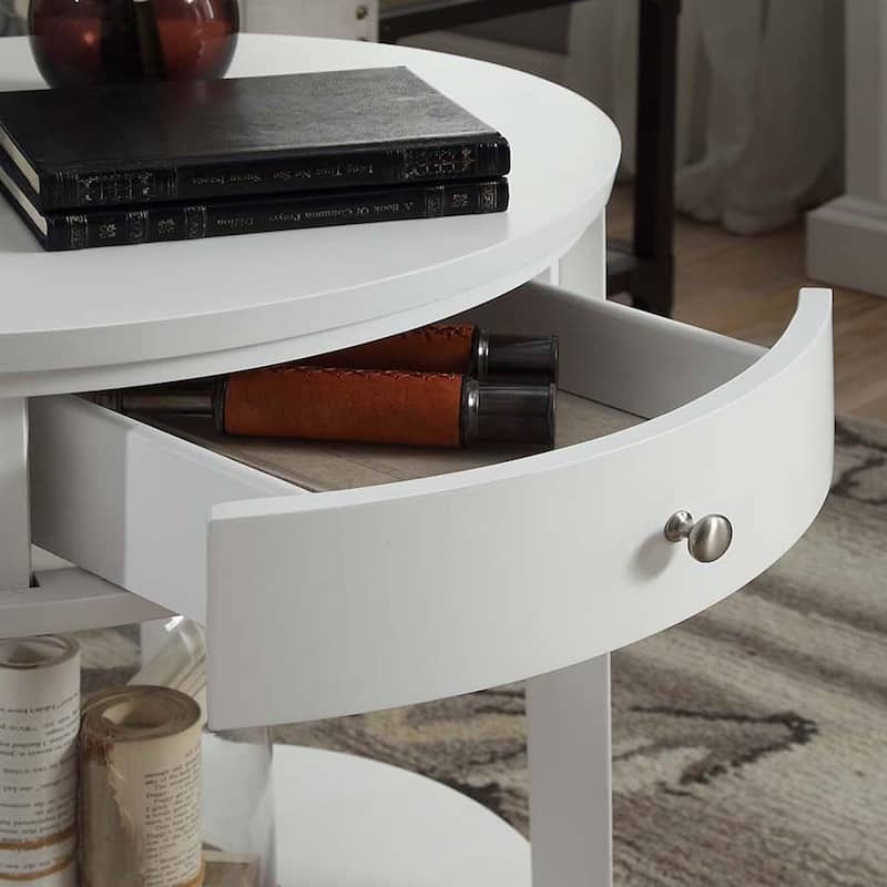 Fillmore 1-Drawer Oval Wood Shelf Accent End Table by iNSPIRE Q Modern