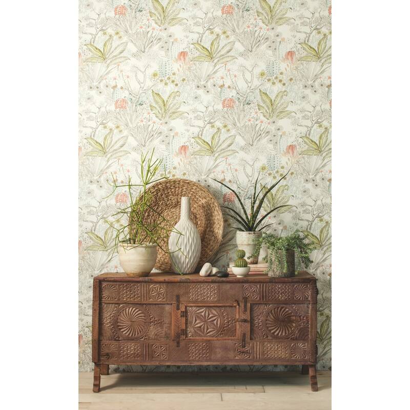 York Wallcoverings Flowering Desert Grey Wallpaper