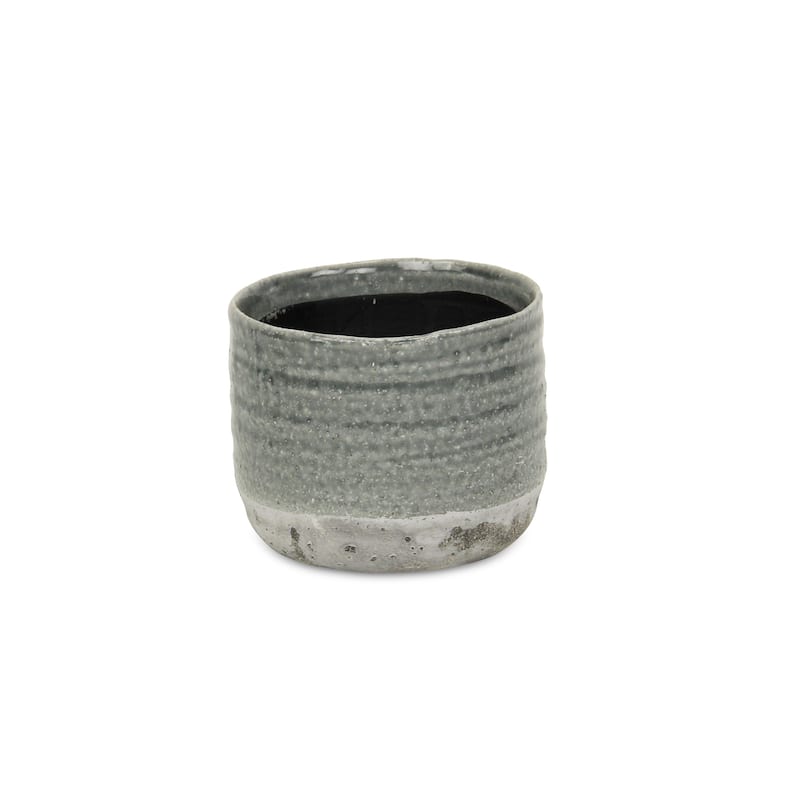 Medea Gray Ceramic Two-toned Round Pot