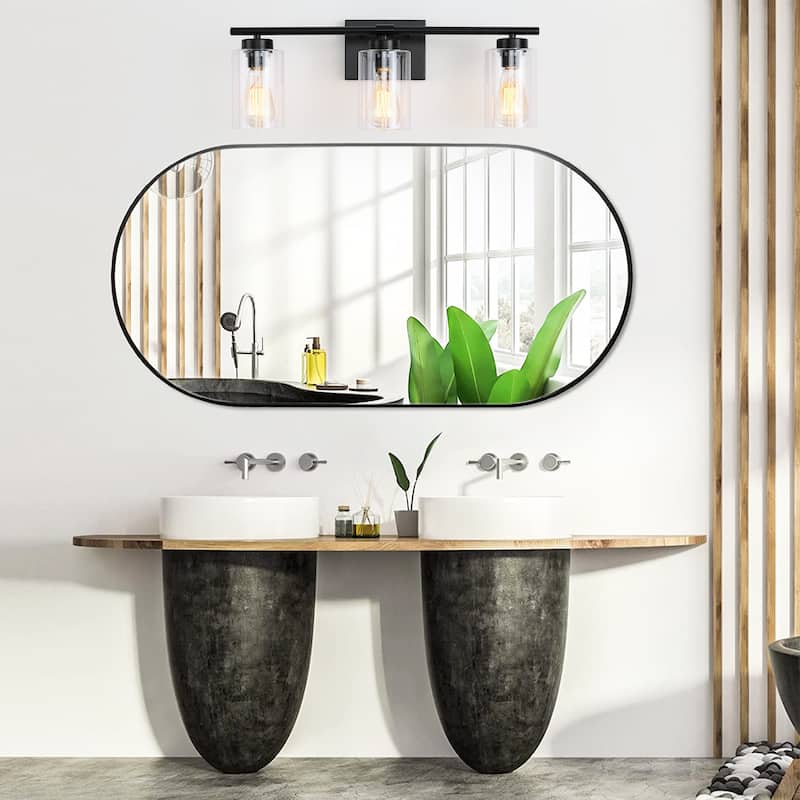 22.83 in. 3-Light Modern Wall Sconce Bathroom Vanity Light with Glass Shade