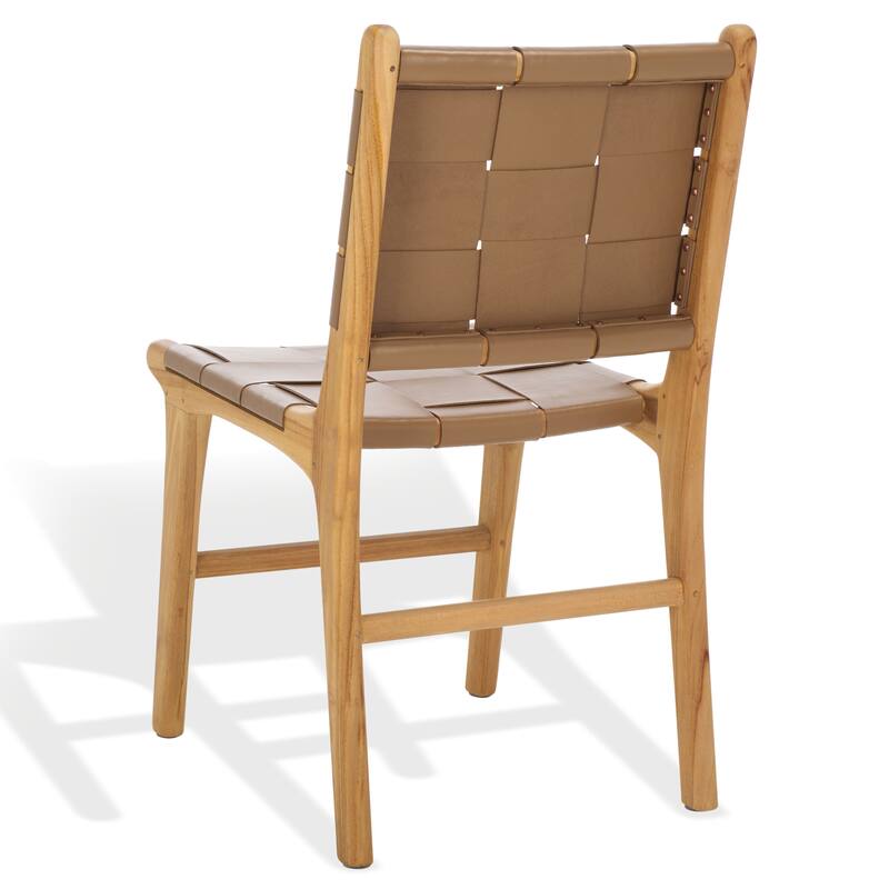 SAFAVIEH Couture Cassaphina Woven Leather Dining Chair - 18"W x 23"D x 34"H