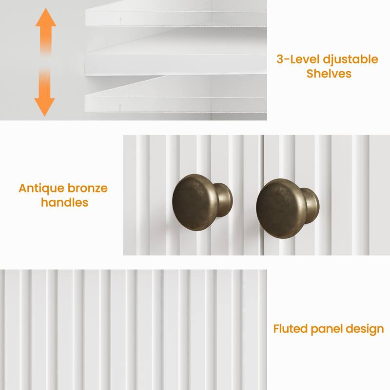 Modern 3-Door Cabinet with Adjustable Shelves