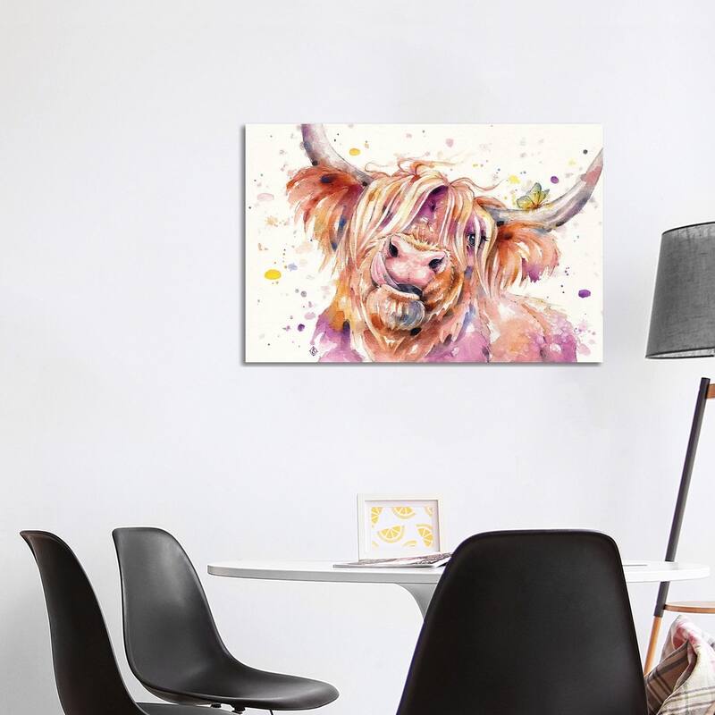 iCanvas "Bad Hair Don't Care (Scottish Highland Cow)" by Sillier Than Sally Canvas Print - 26x40x1.5