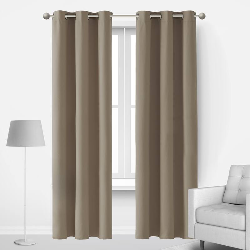 Deconovo Insulated 42 Width Curtain Panel Pair (2 Panel) - W42 x L84 Inch - Khaki
