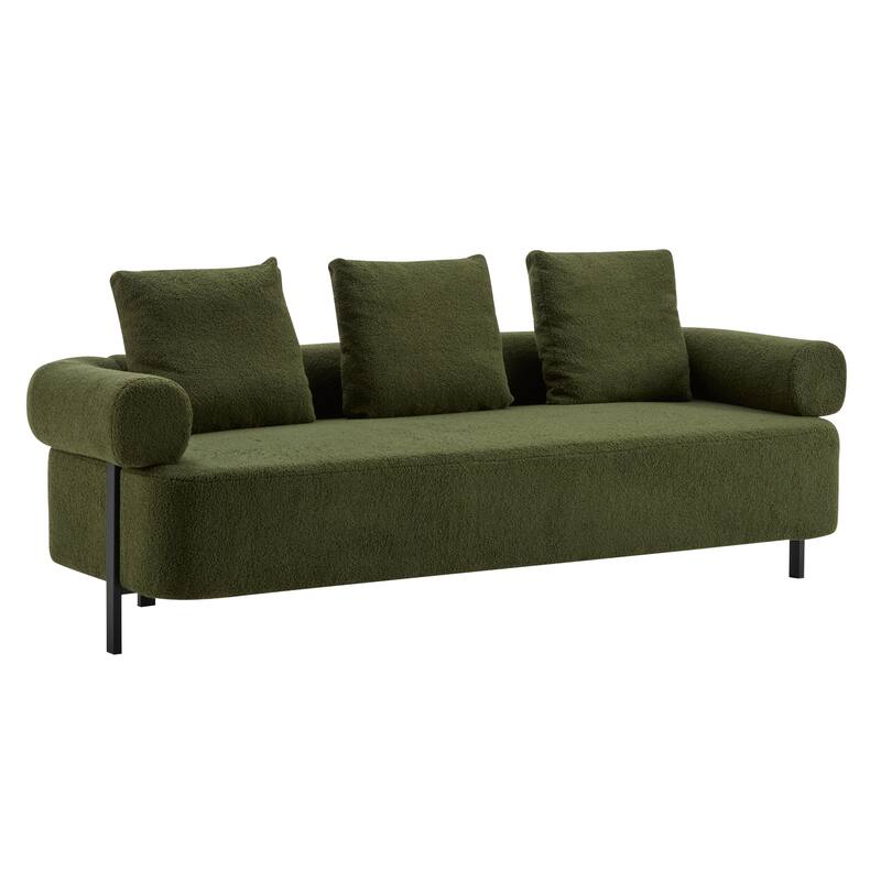 78" Modern 3-Seater Sofa Couch, Upholstered Sofa with Rolled Armrests & 3 Plush Pillows, Comfy Couch for Living Room, Bedroom