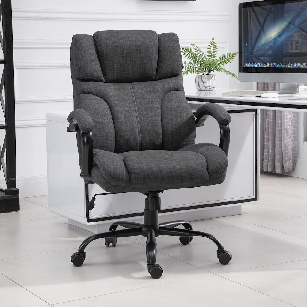 Vinsetto Swivel Ergonomic Big & Tall Office Computer Desk Chair with 5 Univeral Wheels & a Linen Finish