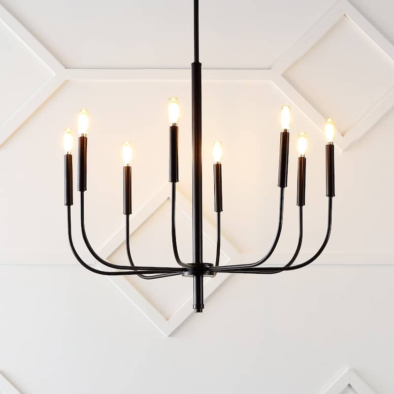 Collier 27.25" 8-Light Modern Mid-Century Iron LED Chandelier, by JONATHAN Y