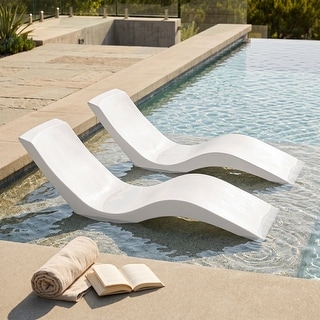 Aqua Outdoors In-Pool Chaise Lounge Chairs for 0-9 In. of Water - All Weather Resistant, No Plugs/Tools Needed - (Set of 2)