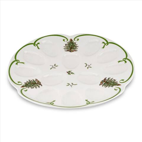 Spode Christmas Tree Devilled Egg Dish - 13 inch