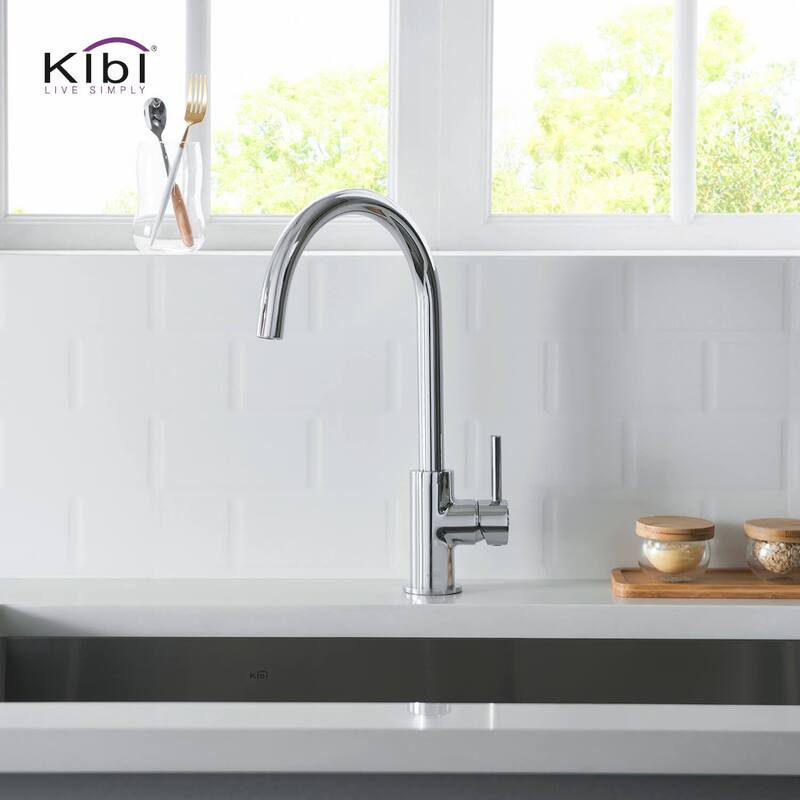 Lead Free Solid Brass High Arc Single Level Bar Prep Kitchen Faucet with Single Handle