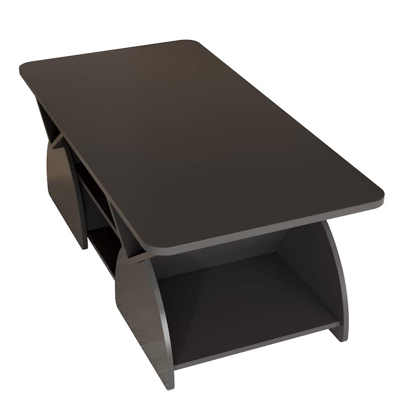 GDFStudio - Quill Wood Geometric Coffee Table with 6 Independant Storage Areas