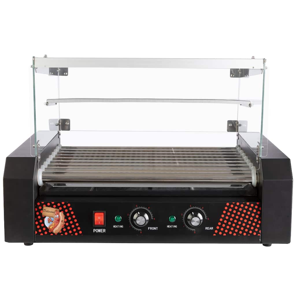 Great Northern Popcorn 9-Roller Hot Dog Grill with Bun Warmer and Cover