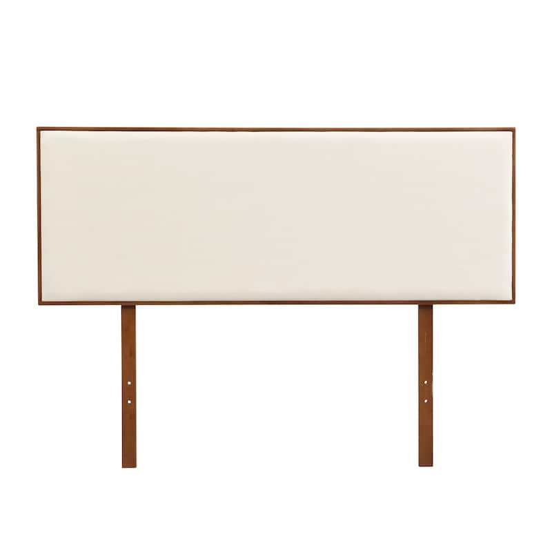 Solid Dry Bamboo Wood Platform Bed with Bamboo Frame, Upholstered Adjustable Headboard, Noise-Free Design, Easy Assembly