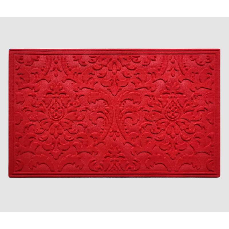 A1HC New All Weather Superior Dirt and Moisture Absorbing Polypropylene Door Mat with Non-Slip Backing for Inside Outside Use - 24"x36" - Red Floral