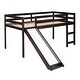preview thumbnail 4 of 12, Espresso Twin Solid Wood Loft Bed with Ladder and Safety Fence for Kids