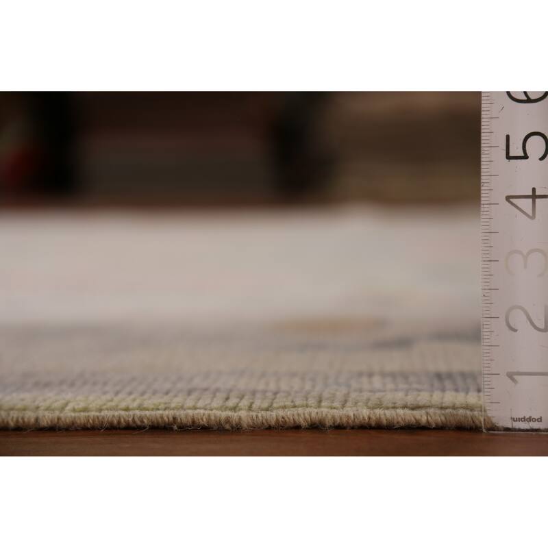 Hand Knotted Oriental 100% Wool Carpet Transitional All-Over Green Oushak Area Rug - 11' 4'' X 8' 8''