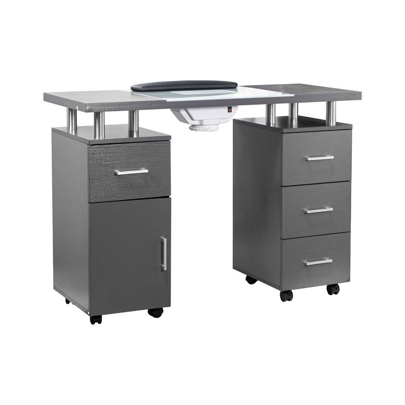 Manicure Table GLASGLOW Grey Salon Nail Table Salon Furniture - N/A