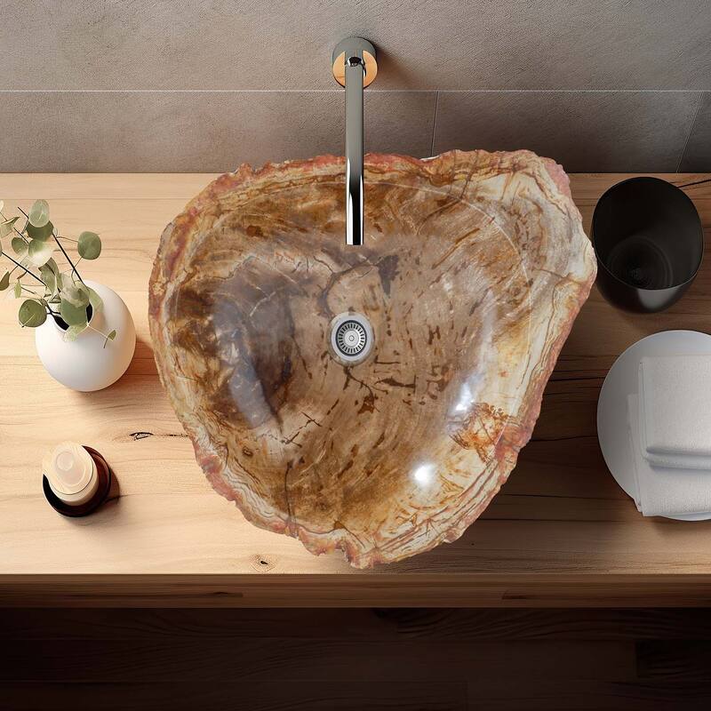 Wood Unique Handcrafted Petrified Wood Natural Stone Bathroom Vessel Sink