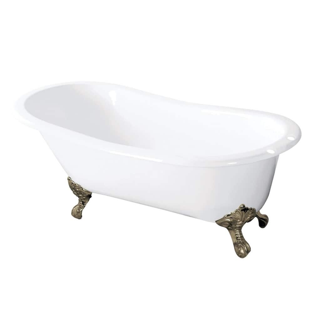 Kingston Brass Tazatina 54" Clawfoot Cast Iron Soaking Tub with