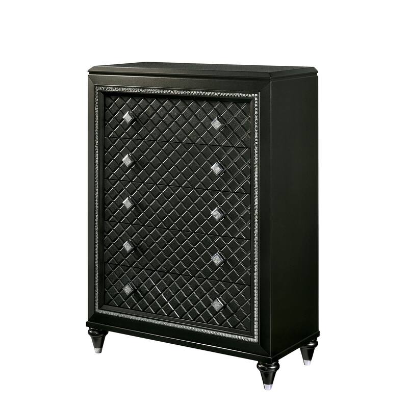 Quista Glam Grey Solid Wood 5-Drawer Chest by Furniture of America