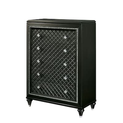 Quista Glam Grey Solid Wood 5-Drawer Chest by Furniture of America