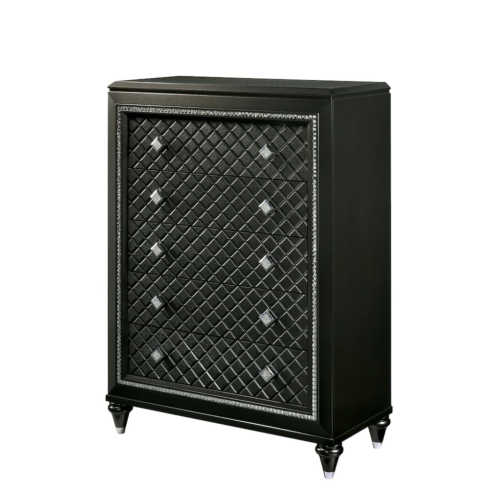 Quista Glam Grey Solid Wood 5-Drawer Chest by Furniture of America