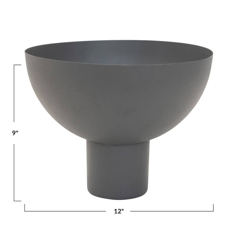 Decorative Metal Footed Bowl, Grey