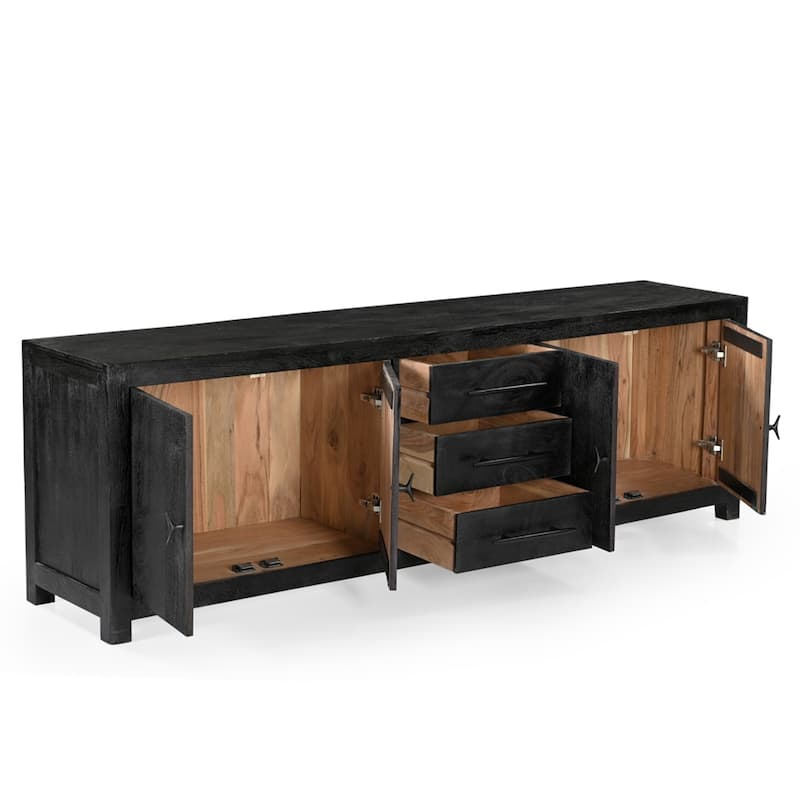 Grackle Solid Wood Media Console - Black - 76"w x 16"d x 24"h