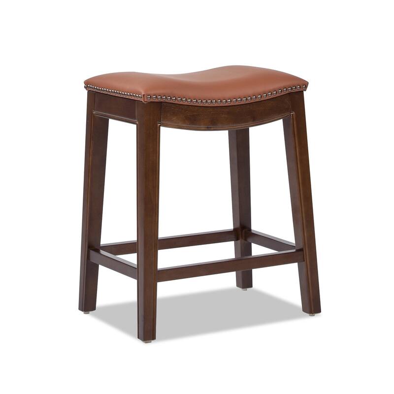Barlow 24.5" Backless Top Grain Leather Counter Height Bar Stool