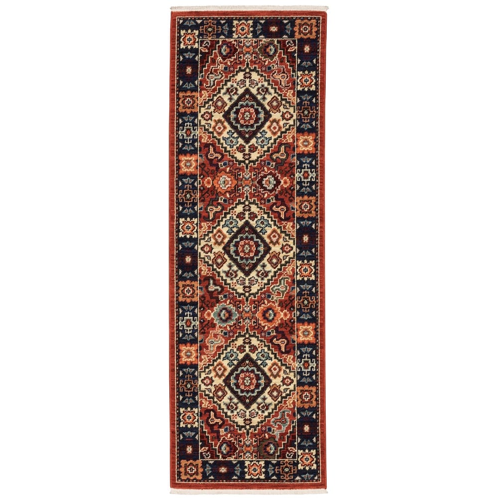 Style Haven Leander Double Medallion Fringed Wool Blend Area Rug