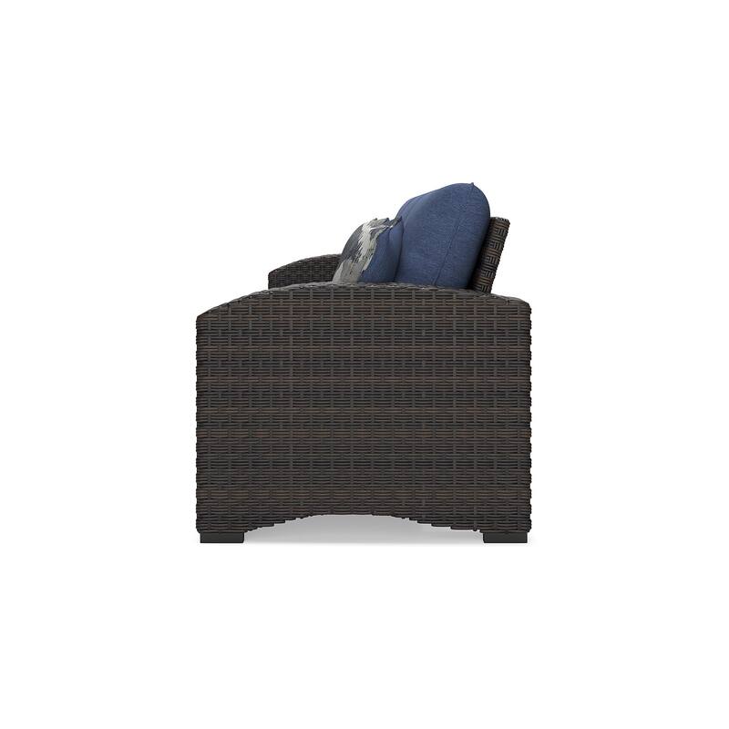 Signature Design by Ashley Windglow Blue/Brown Outdoor Sofa with Cushion - 80.38" W x 31" D x 36" H