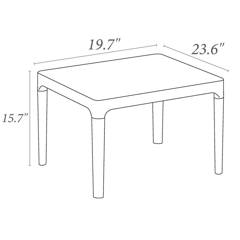 23.5" Red Rectangular Outdoor Patio Side Table