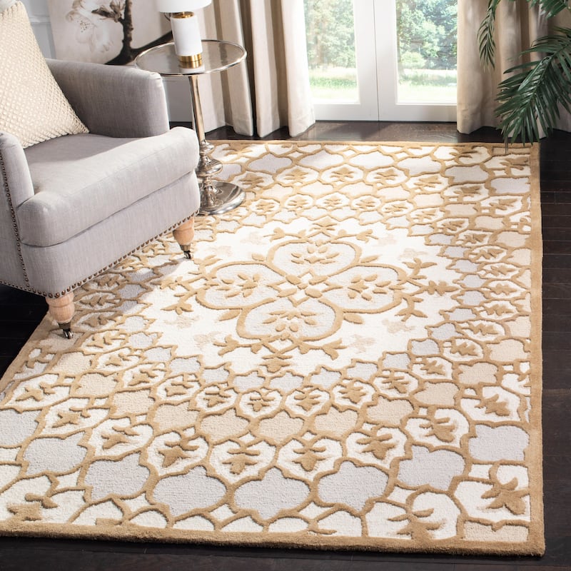 SAFAVIEH Handmade Bellagio Ronak Modern Oriental Wool Rug - 8' x 10' - Ivory/Dark Beig