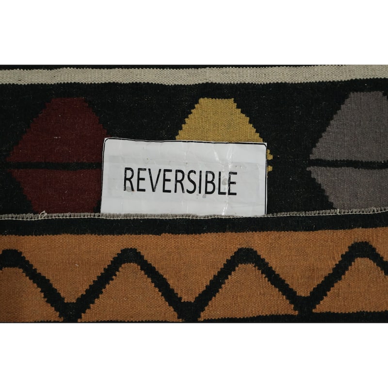 Hand Woven Oriental 100% Wool Carpet Southwestern Tribal Oranges & Rust Kilim Area Rug - 14' 0'' X 9' 1''