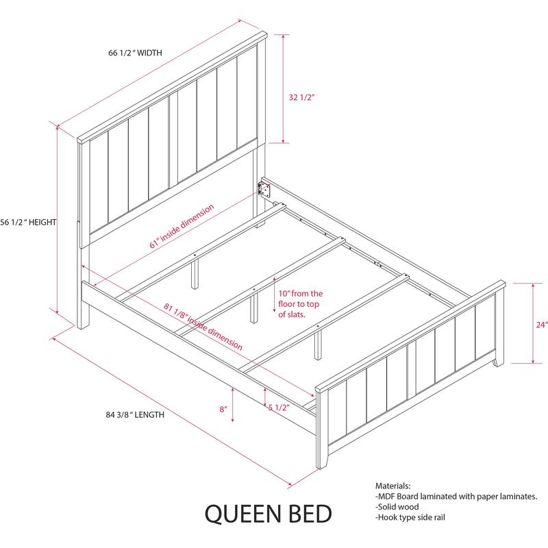 Genteel Light Gray Queen Bed with Paneled Headboard