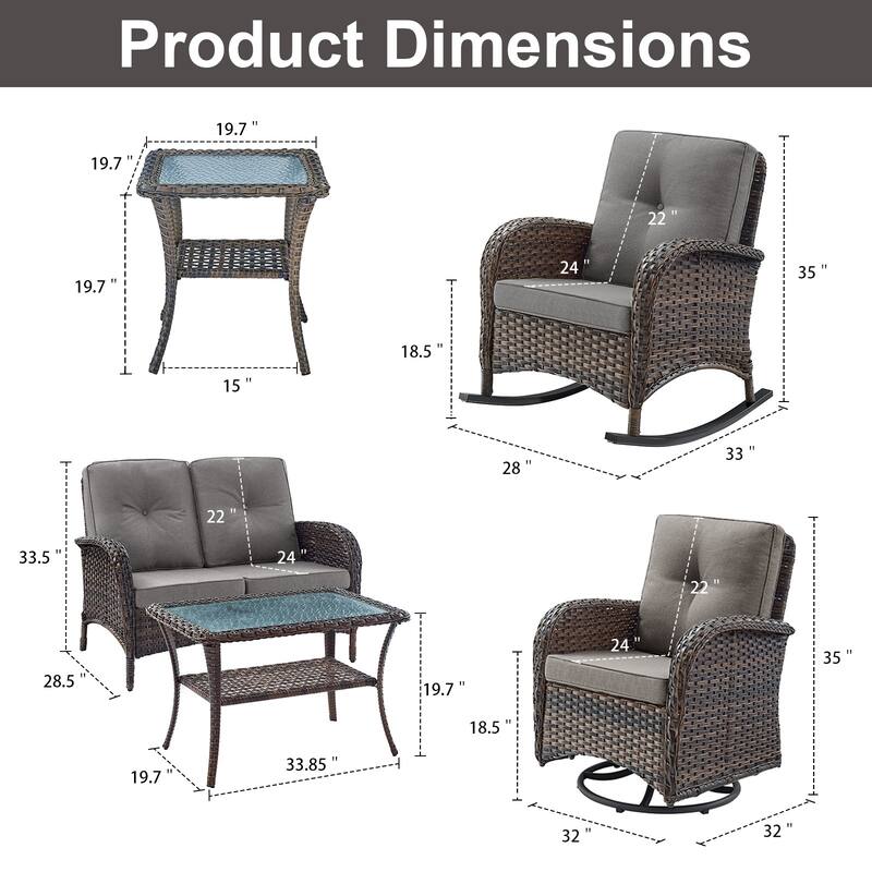 Gymojoy Outdoor Wicker Patio Furniture Loveseat and Chair Set Weather-Resistant