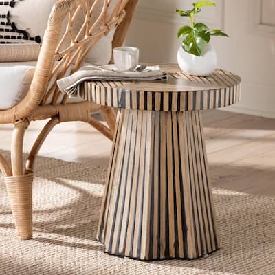 Devika Modern Bohemian Two-Tone Natural and Dark Brown Bamboo End Table
